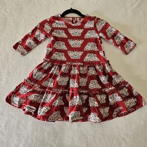 Tea‎ Burgundy Patterned Kids Dress